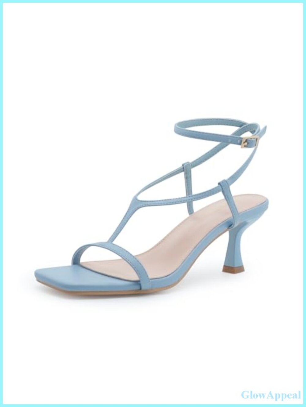 Women's Strappy Kitten Heel Sandals Ankle Strap Faux Leather